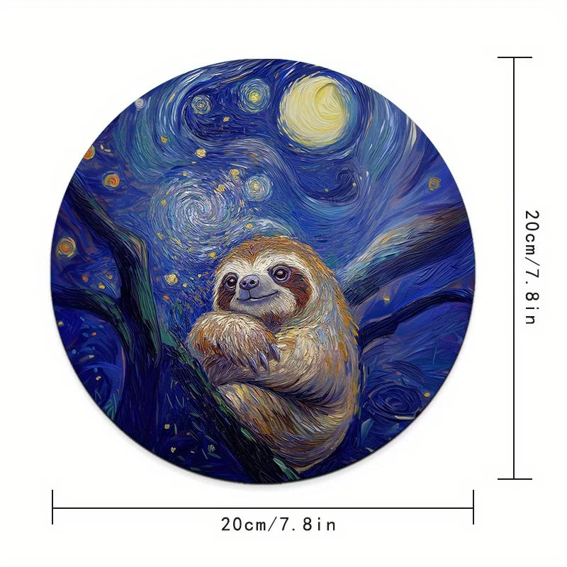Starry Night Sloth Theme Mouse Pad