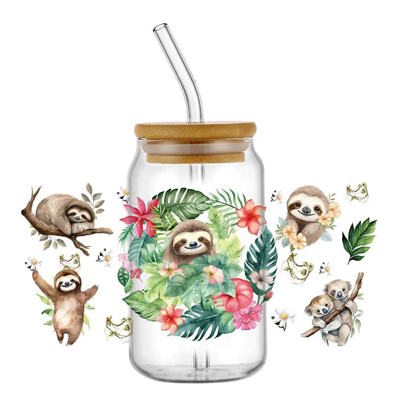 Decals Cute Sloth Waterproof Transfer Stickers for Mugs, Water, Bottle