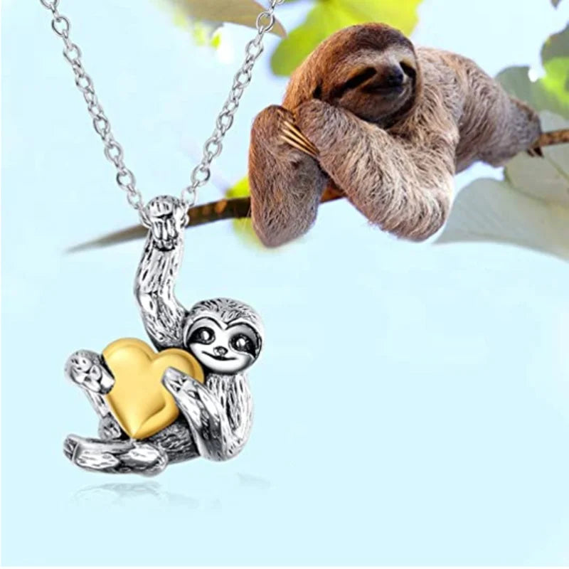 Heart Hugging Sloth Necklace