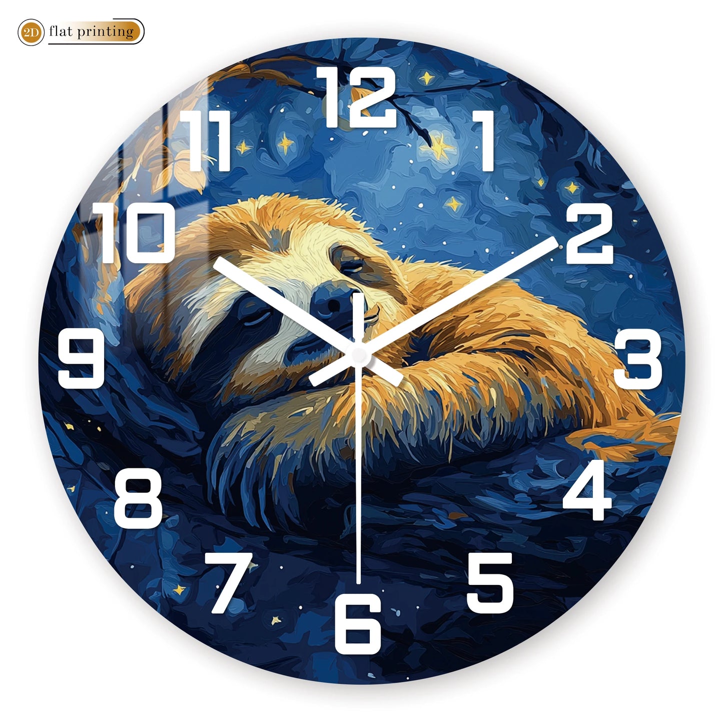 Sloth Starry Night Sky Wall Clock