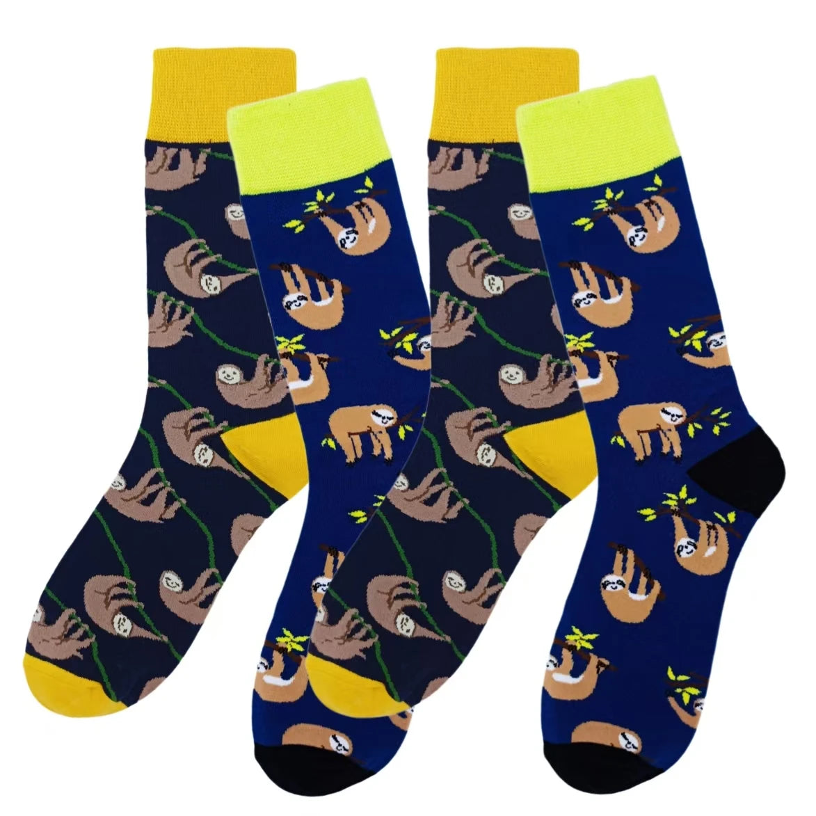 2 Pairs Of Sloth Mid-calf Socks