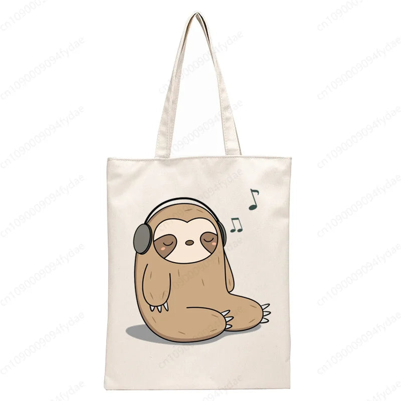 Slow Beats, Good Vibes Sloth Tote Bag