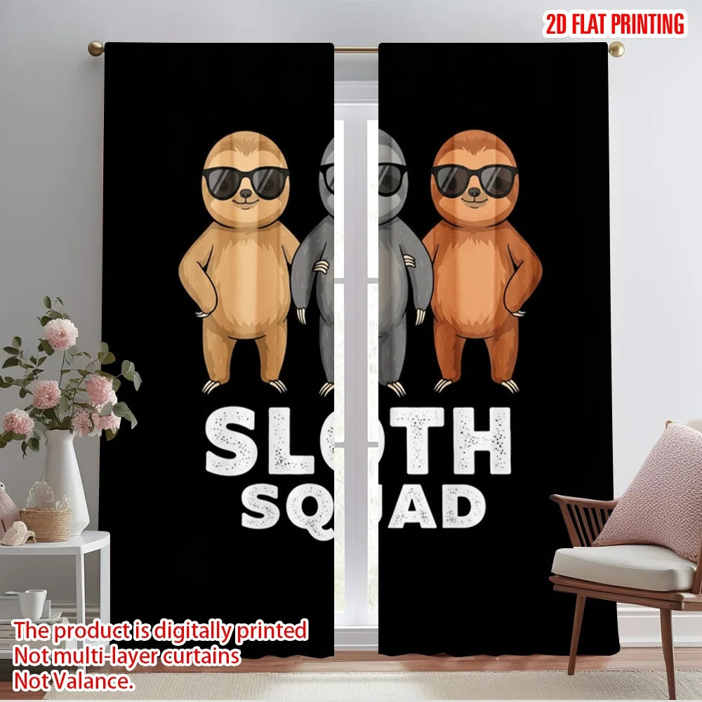 2pcs 2D flat printing Curtains