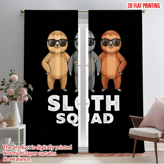 2pcs 2D flat printing Curtains