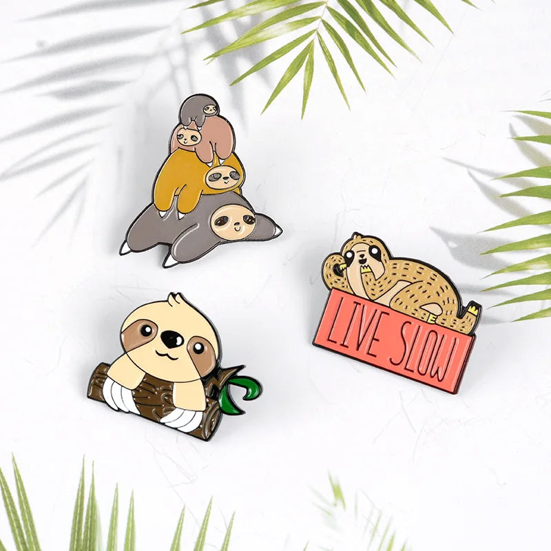 Sloth Live slow pin badges