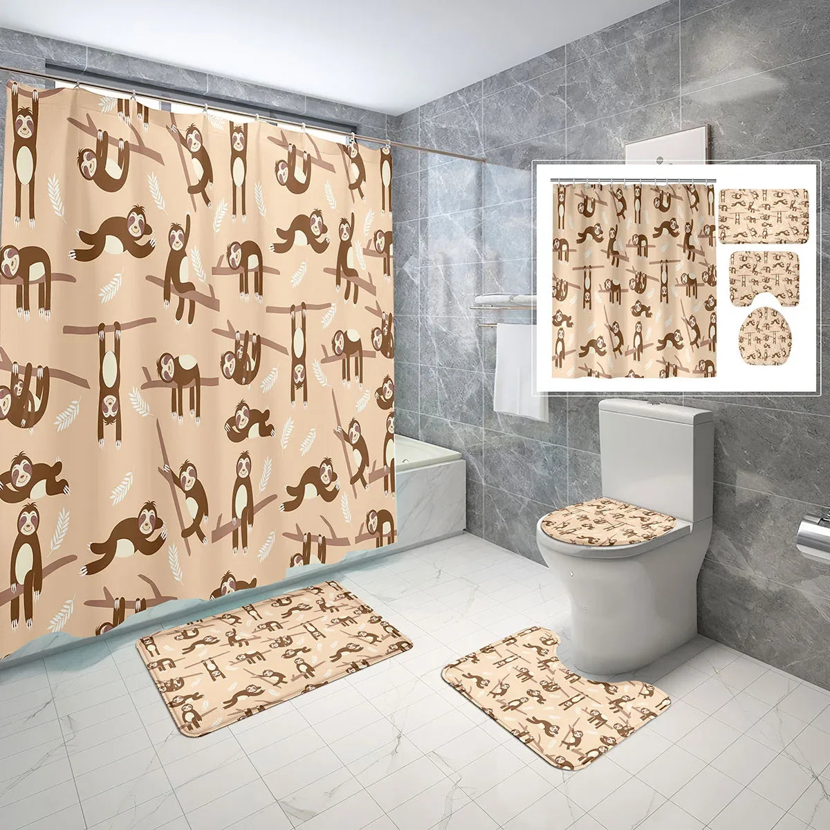 Various Cute Sloth Shower Curtain and Bathroom Sets