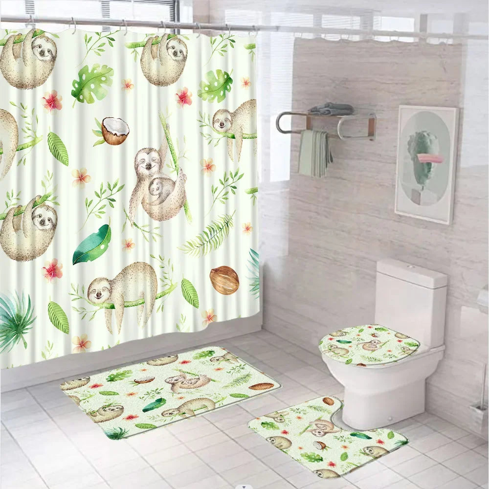 Various Funny Sloth Shower Curtain Set and Bathroom Sets