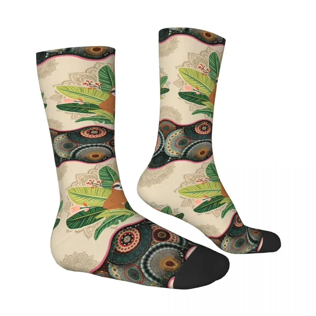 Retro Sloth Vintage Mandala Socks