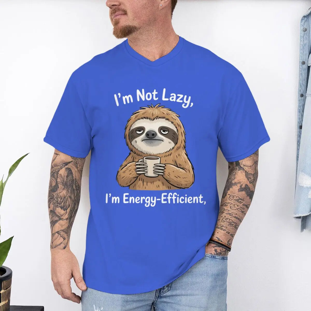 I'm Not Lazy I'm Energy-Efficient Sloth & Coffee T-Shirt
