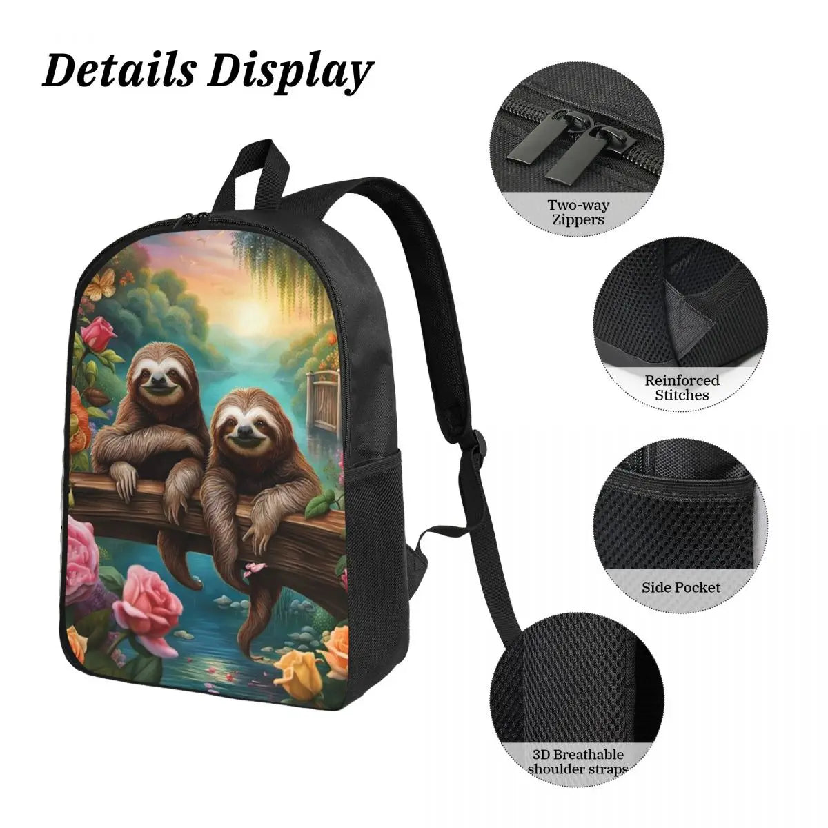 Tranquil Sloth Scene Backpack, Lunch Bag & Pencil Case Set