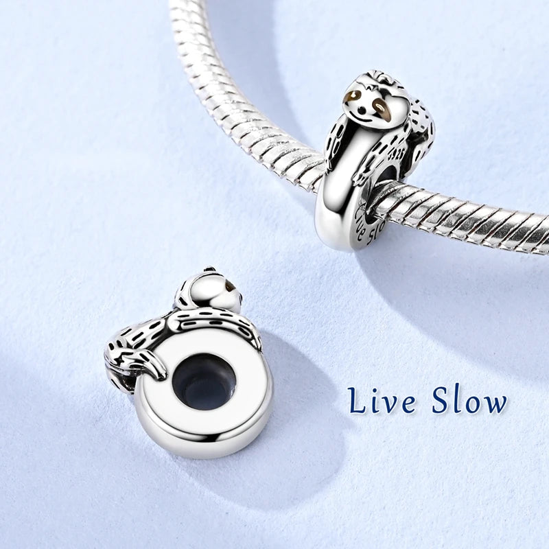 Sterling Silver Live Slow Sloth Bead Charm