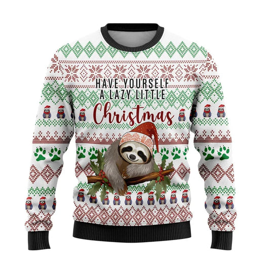 Cute Chihuahua Sloth Graphic Ugly Christmas Sweater For Men Women Clothes Pug Dog Pullovers Unisex Sweatshirt Pet Polyester Tops