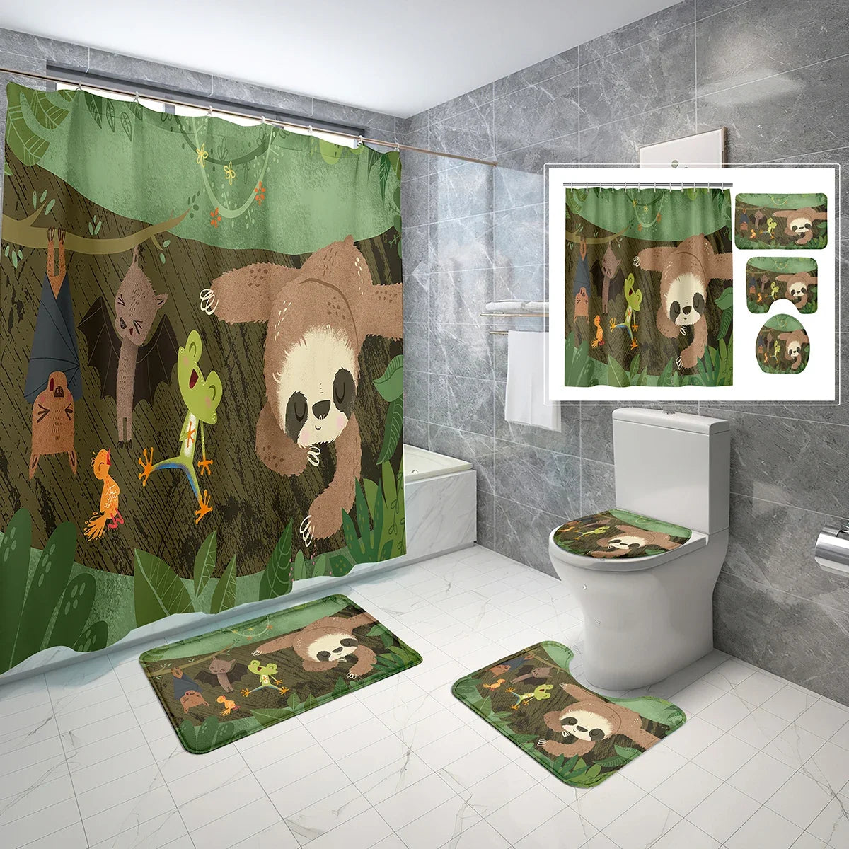 Various Cute Sloth Shower Curtain and Bathroom Sets