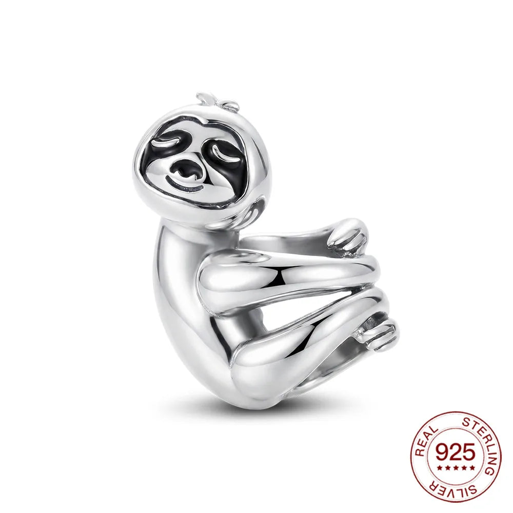 Sterling Silver Cute Sloth Hugging Bead Charm
