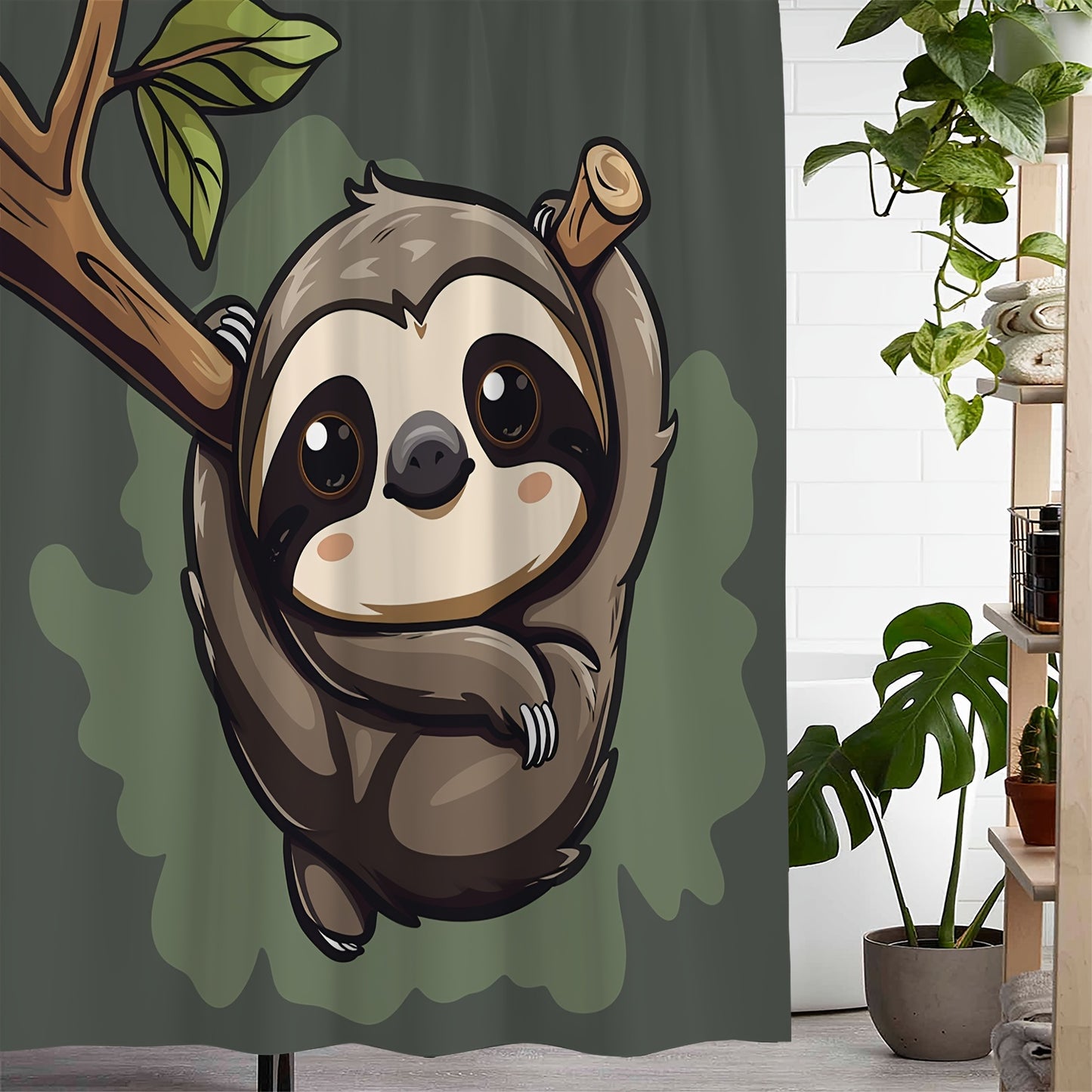 Cute Cartoon Sloth Shower Curtain