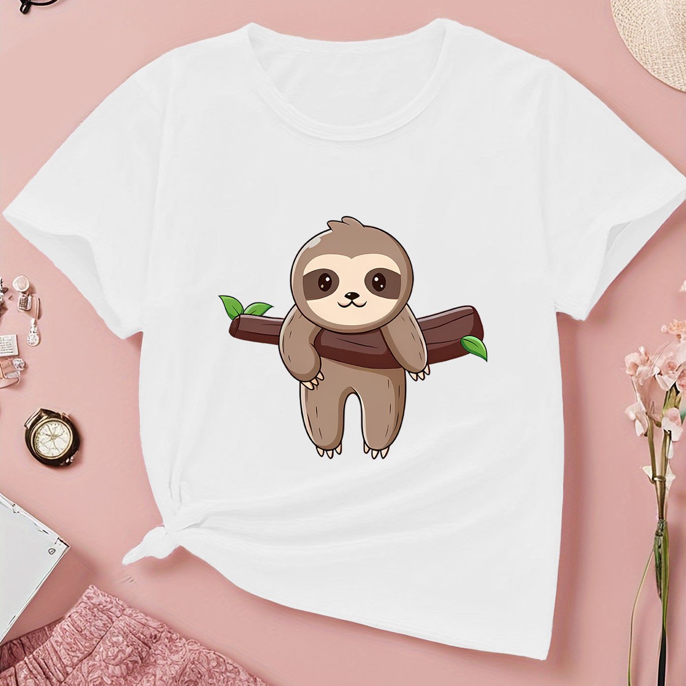 T-Shirt with Cute Sloth Print