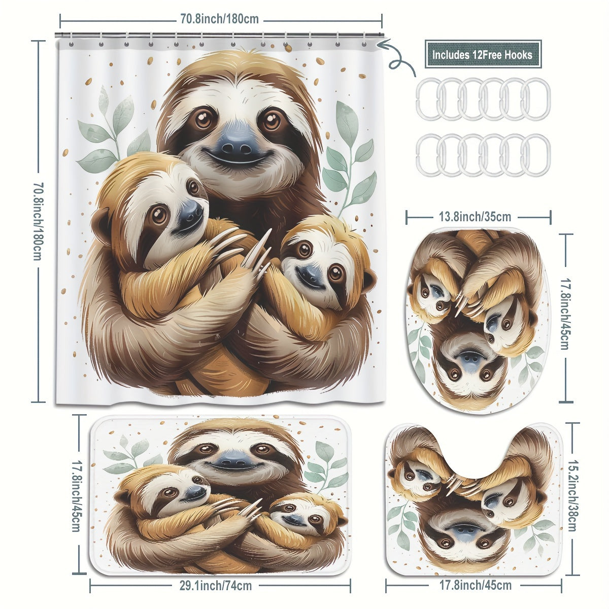 Adorable Sloth Themed Bathroom Set