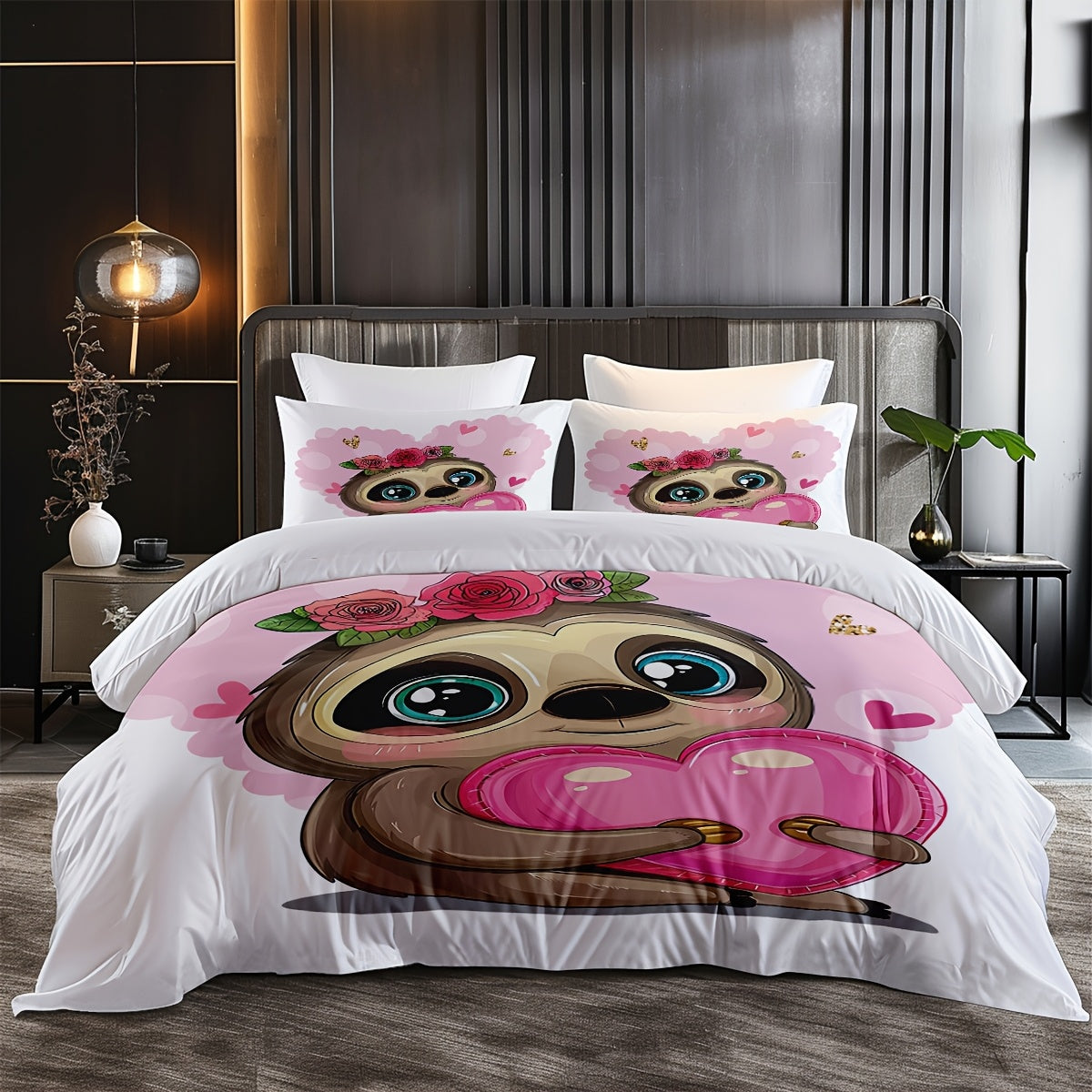 Love Heart Sloth Bedding Set