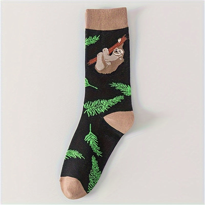 Sloth Print Mid Calf Socks