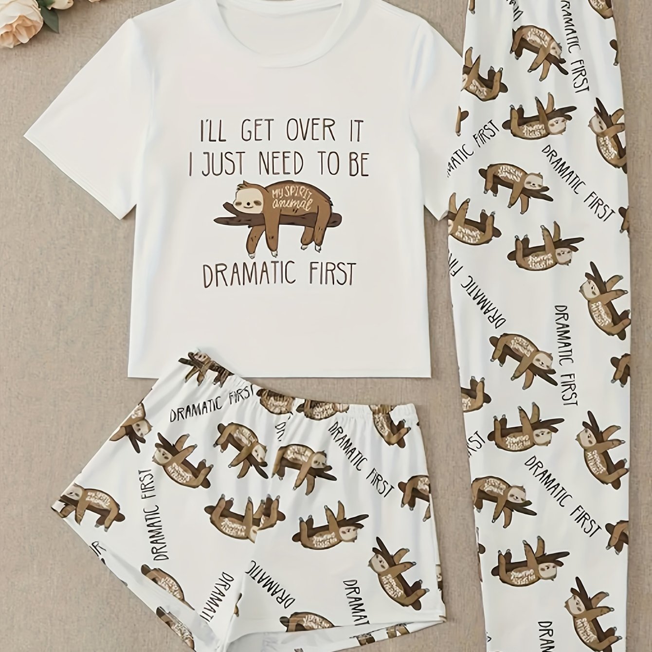 3 piece Sloth Pajama Set