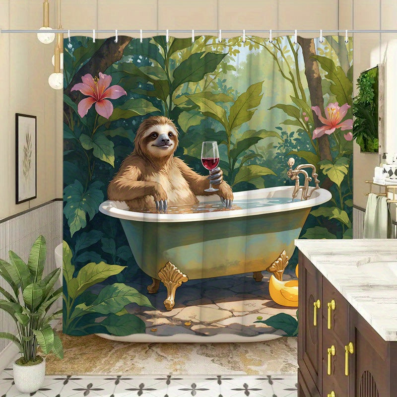 Sloth in Vintage Clawfoot Bathtub Shower Curtain