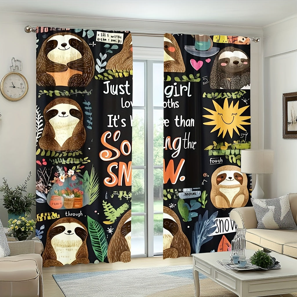 Whimsical Sloth Print Curtains