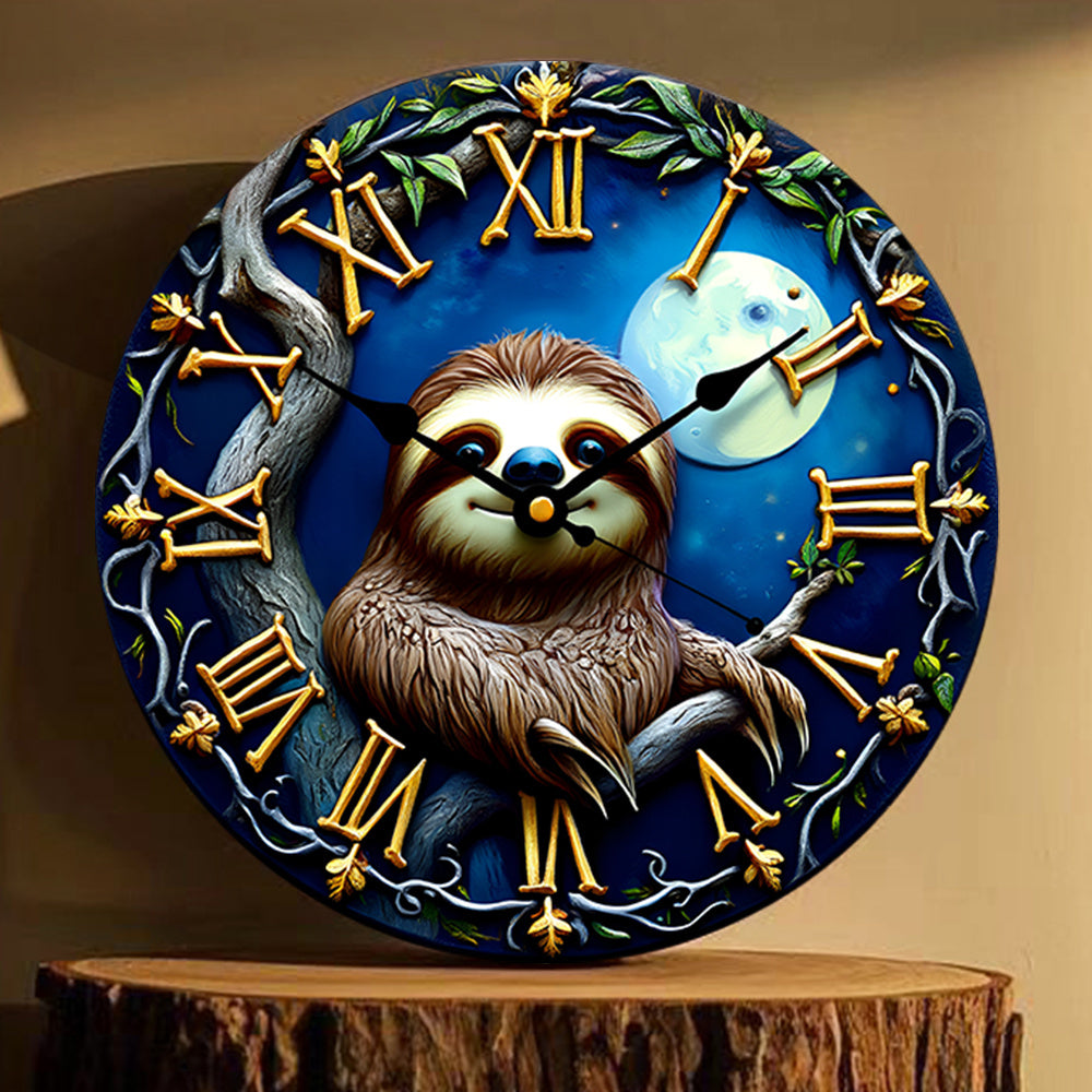 Sloth Moonlit Night Clock