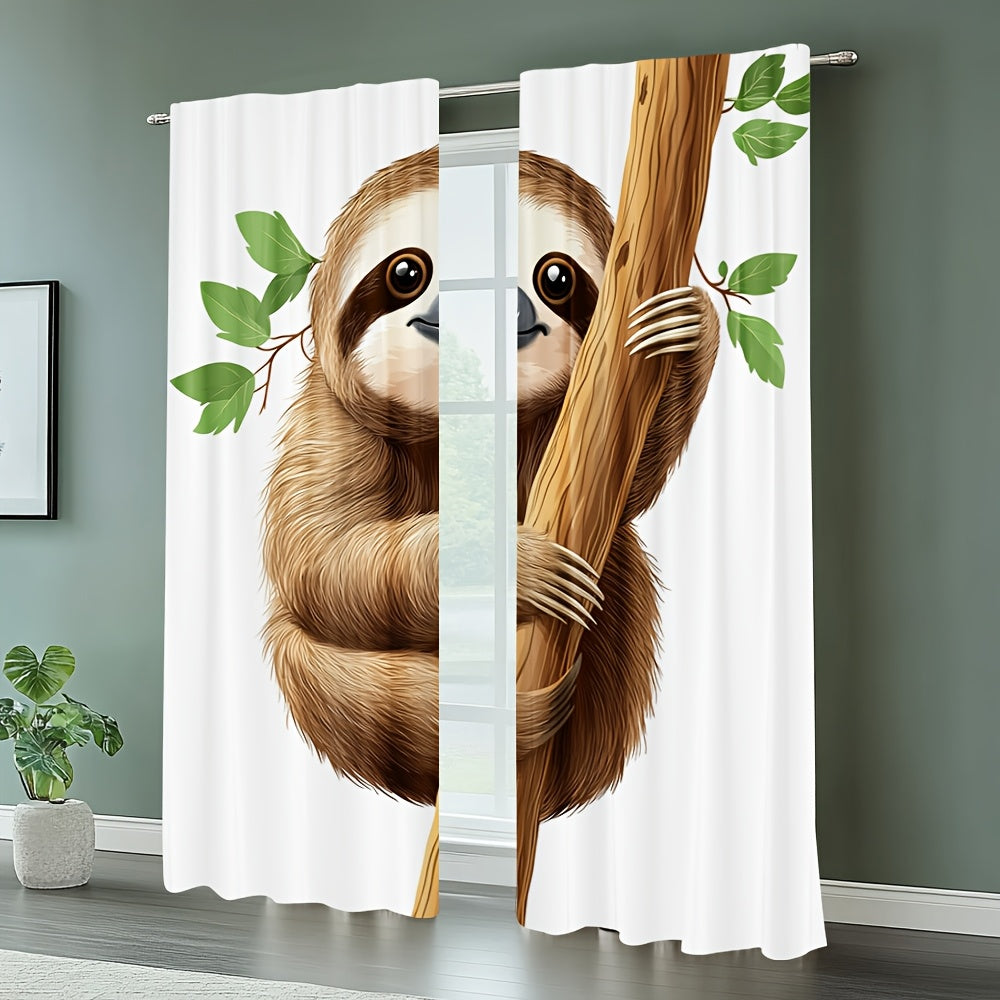 Adorable Sloth Print Curtains