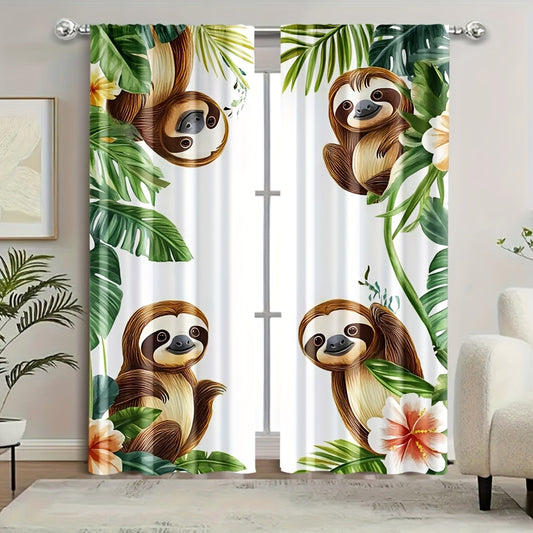 Contemporary Forest & Sloth Design Curtains