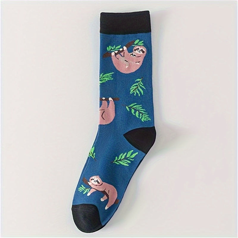 Sloth Print Mid Calf Socks