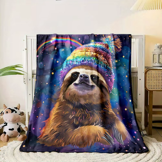 Sloth Wearing Rainbow Hat & Rainbow Blanket product photo 1