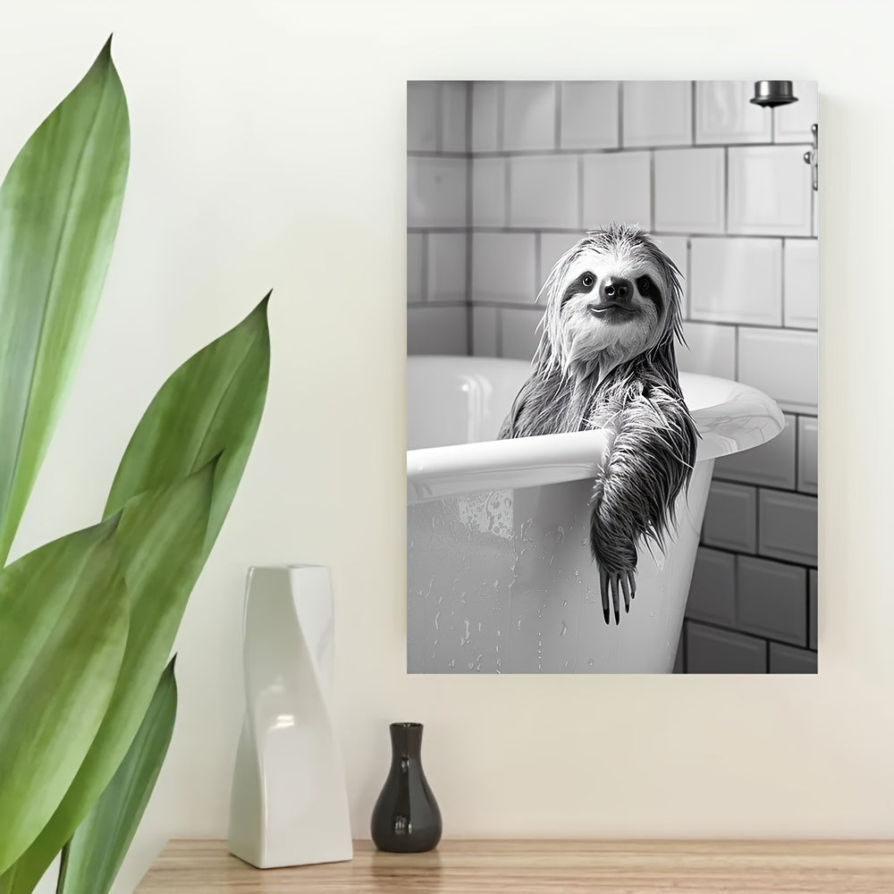 Sloth in Bathtub Canvas Art Picture