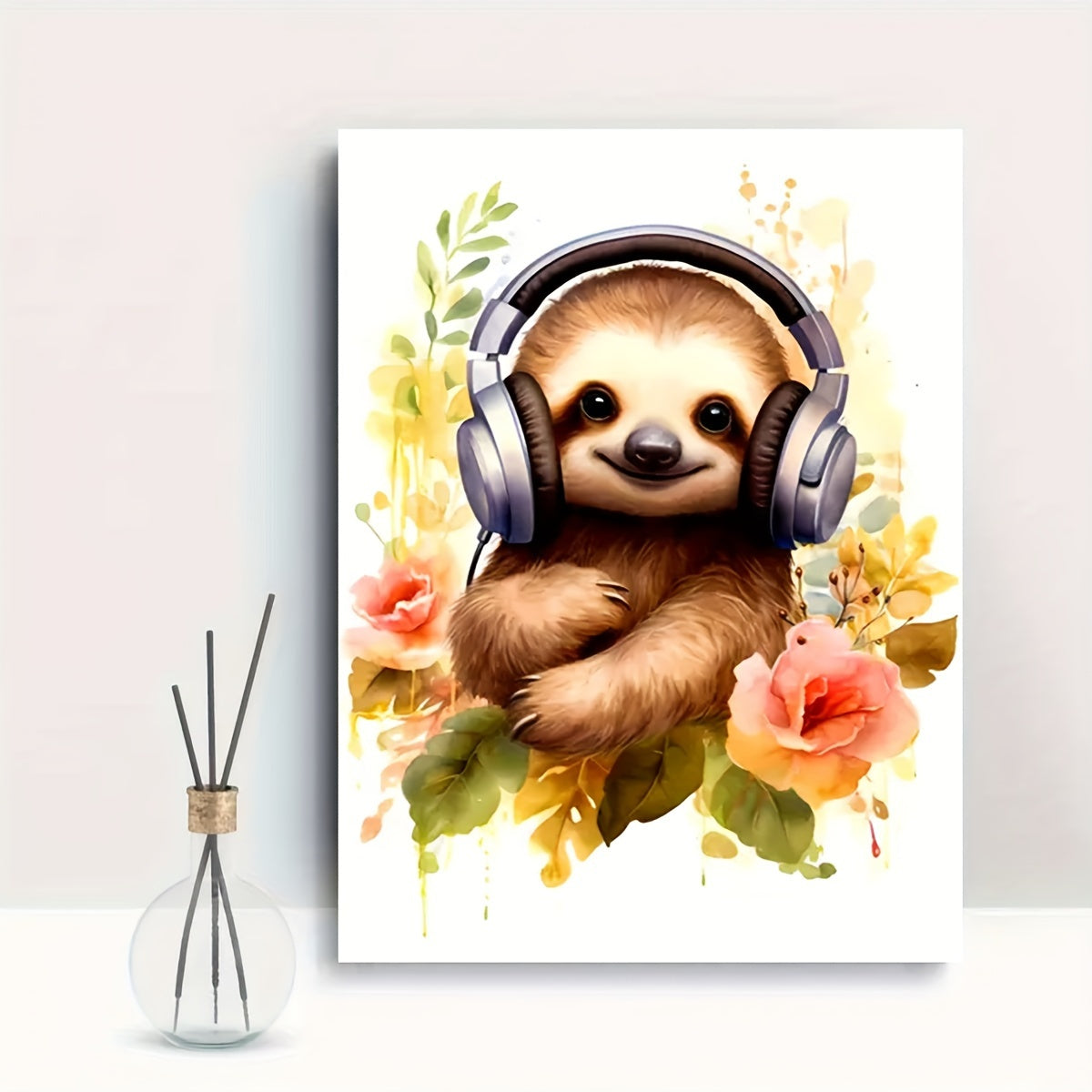 Modern Watercolor Sloth Canvas Poster