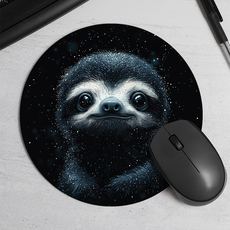 Sparkling Sloth Round Mouse Pad