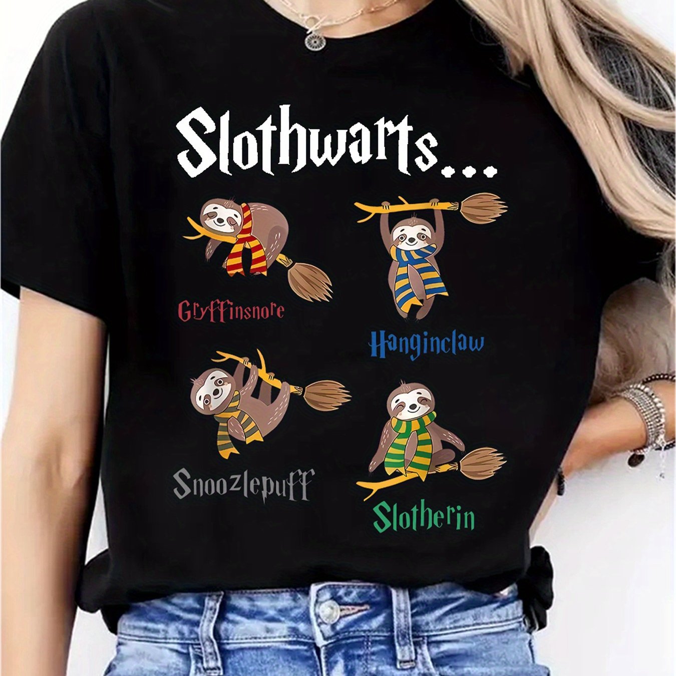 Slothwarts Round Neck T-Shirt