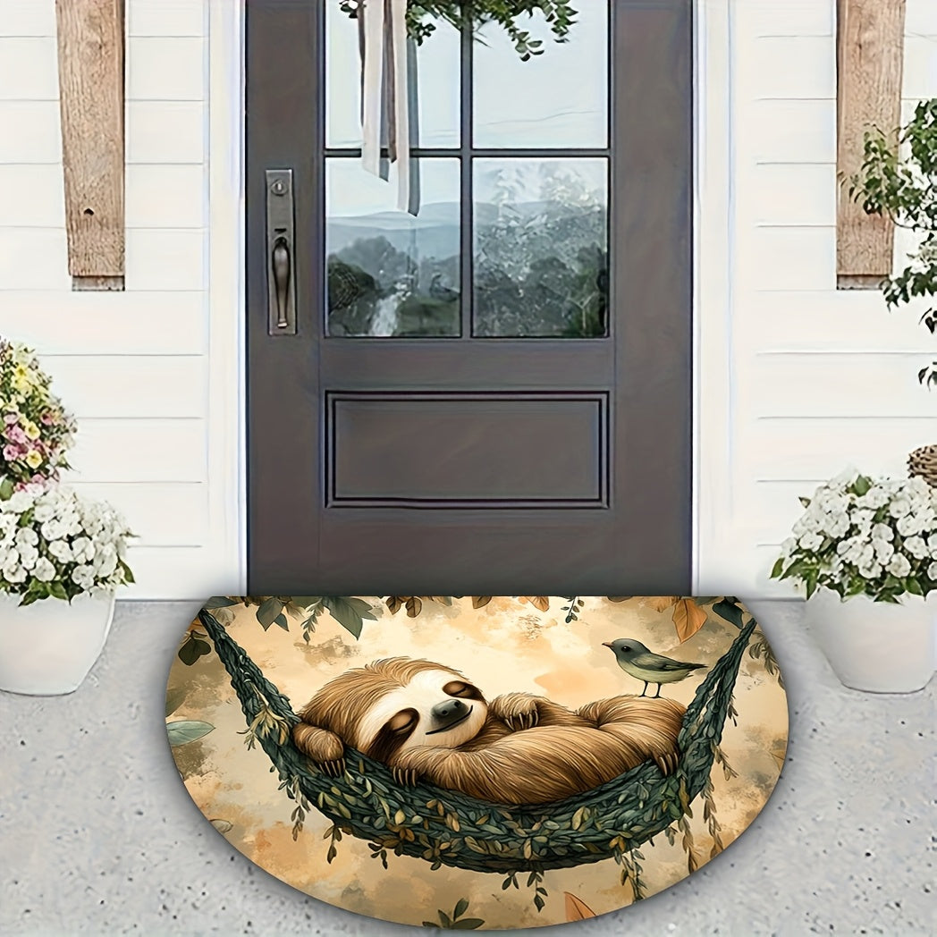 Half Circle Sloth Door Mat