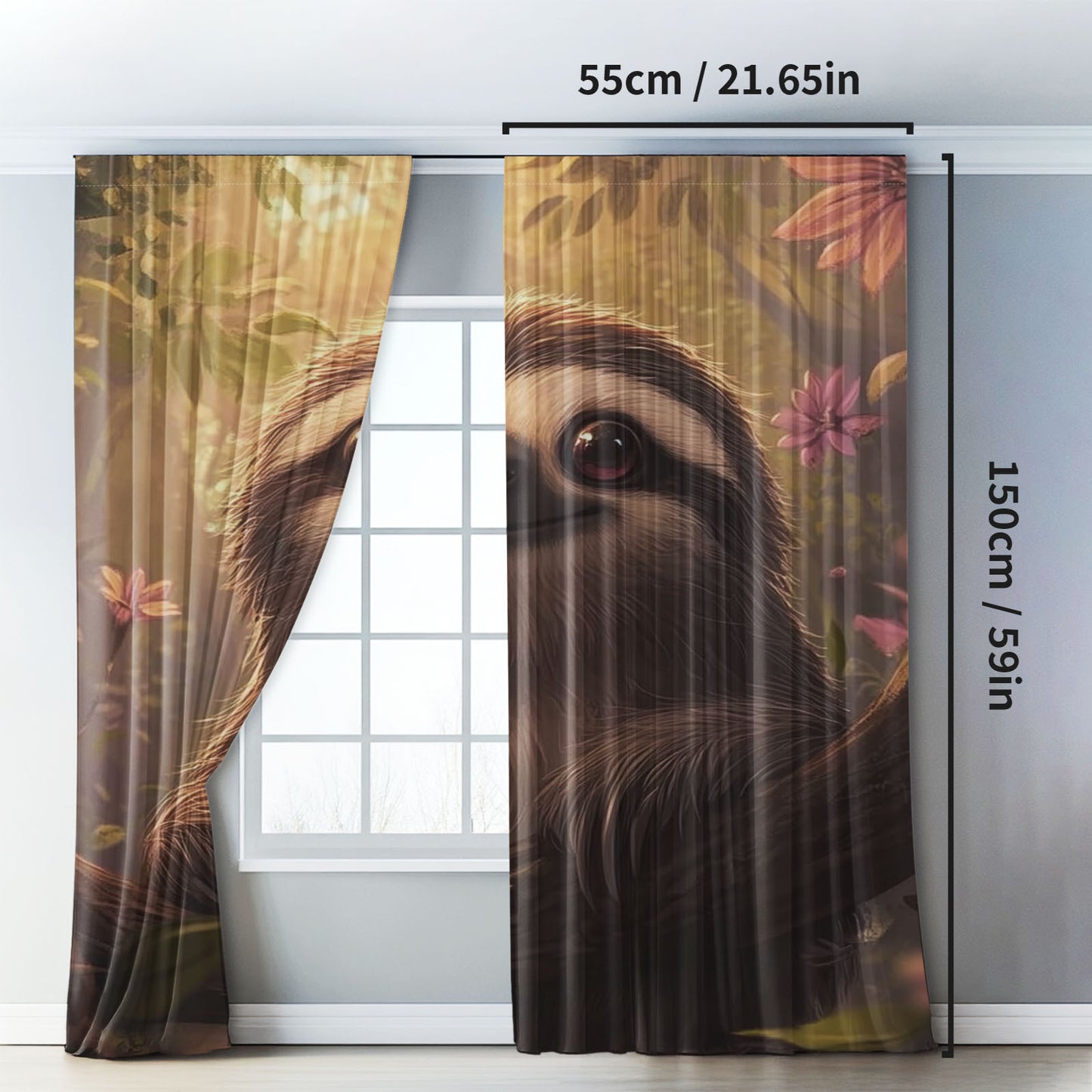 Cute Sloth Printed Curtains