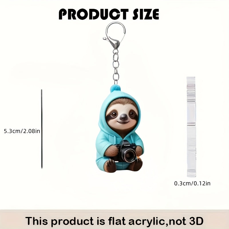 Cute 2D Acrylic Sloth Keychain