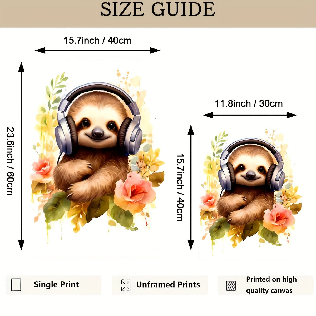 Modern Watercolor Sloth Canvas Poster