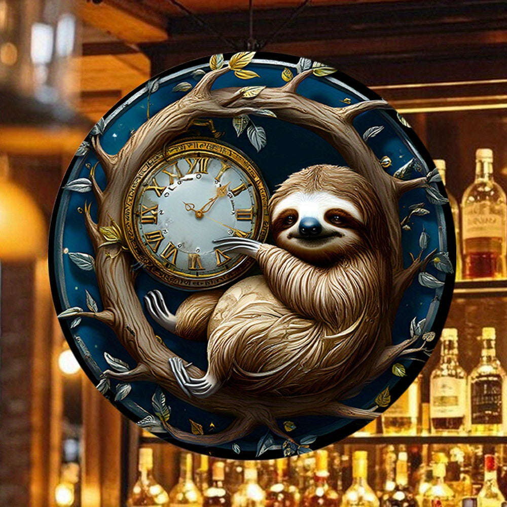 Whimsical Sloth on Branch Wall Clock