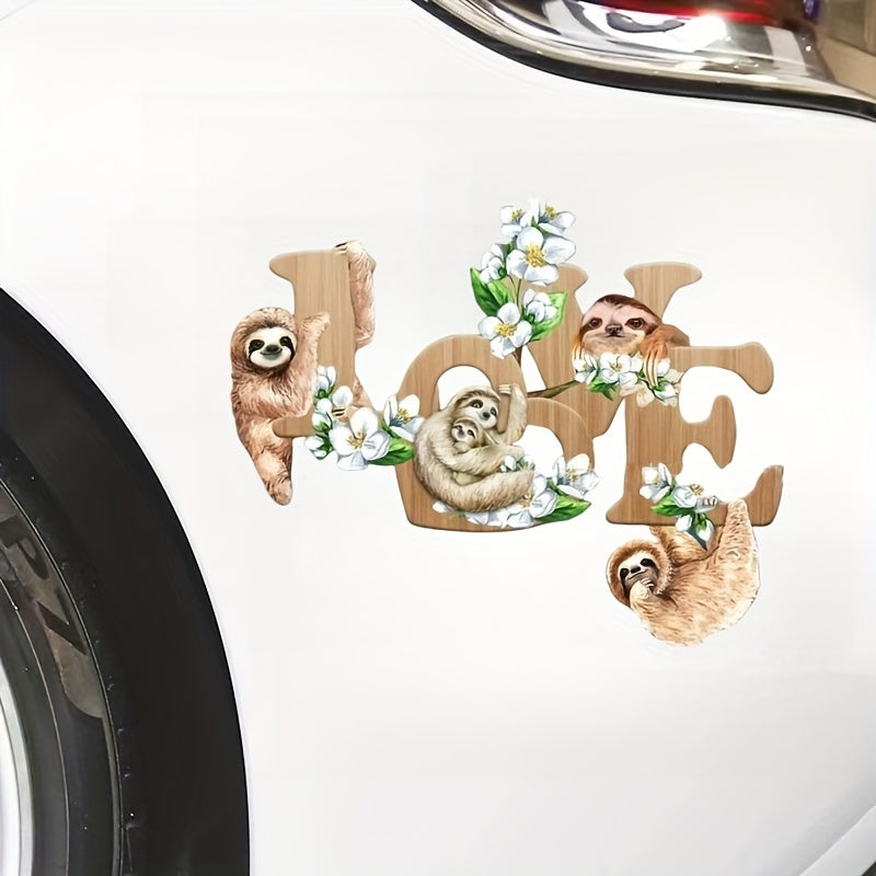 Love Wood Grain Sloth Vinyl Sticker