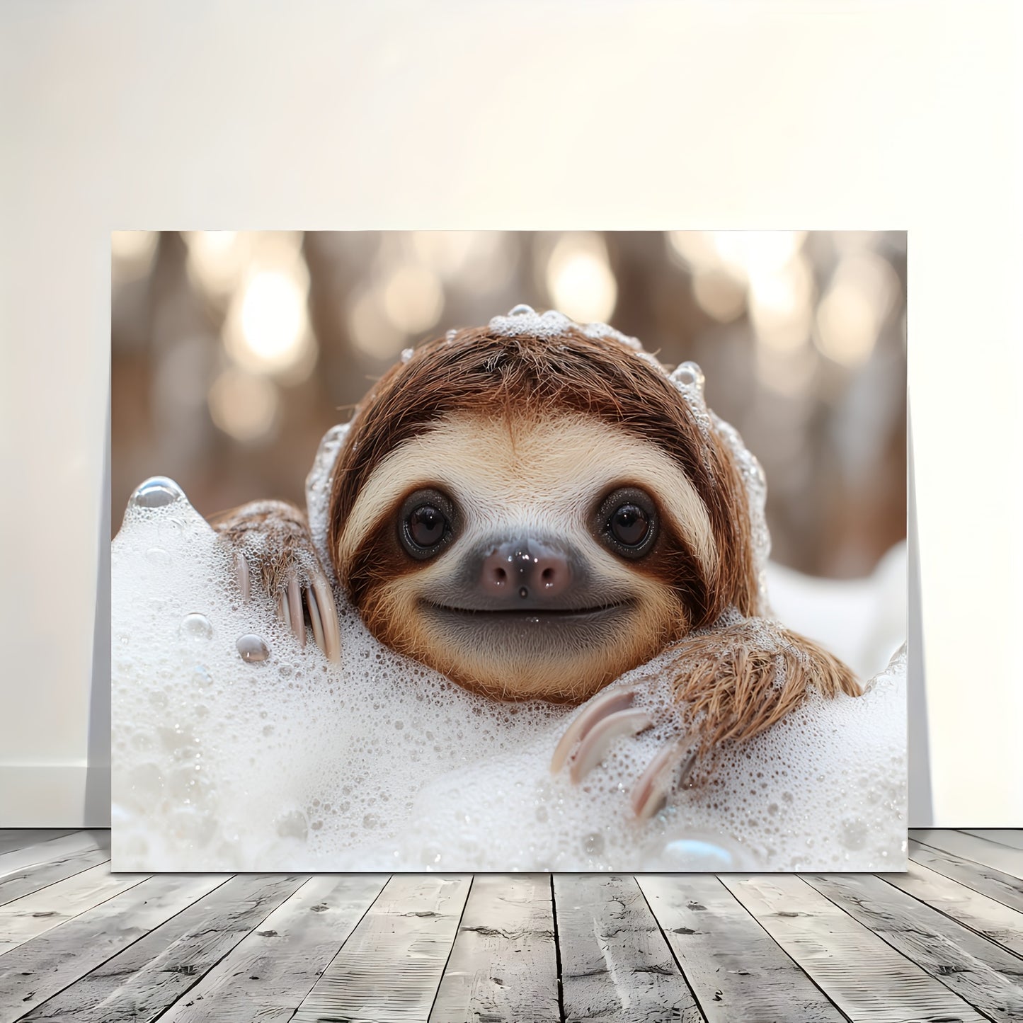 Sloth in Bubbles Canvas