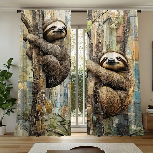 Adorable Sloth Print Curtains