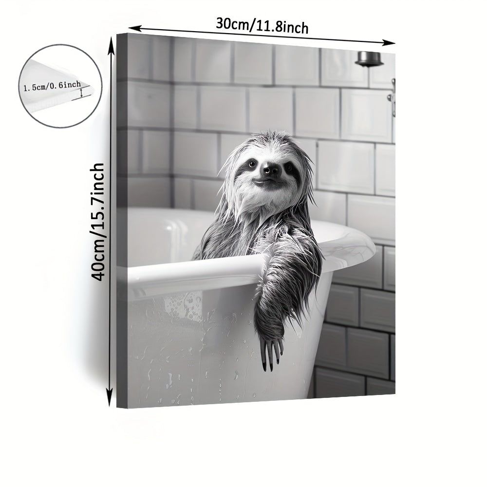 Sloth in Bathtub Canvas Art Picture