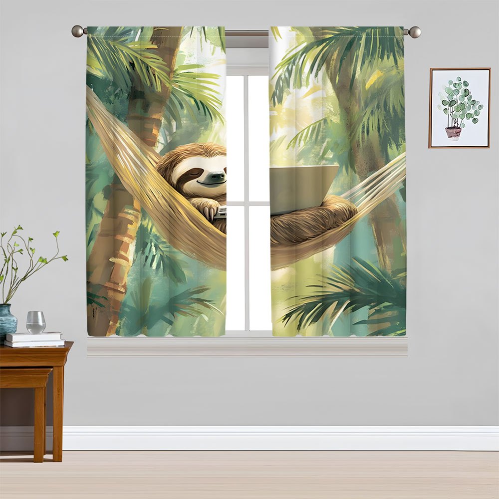 Sloth In Hammock Curtains