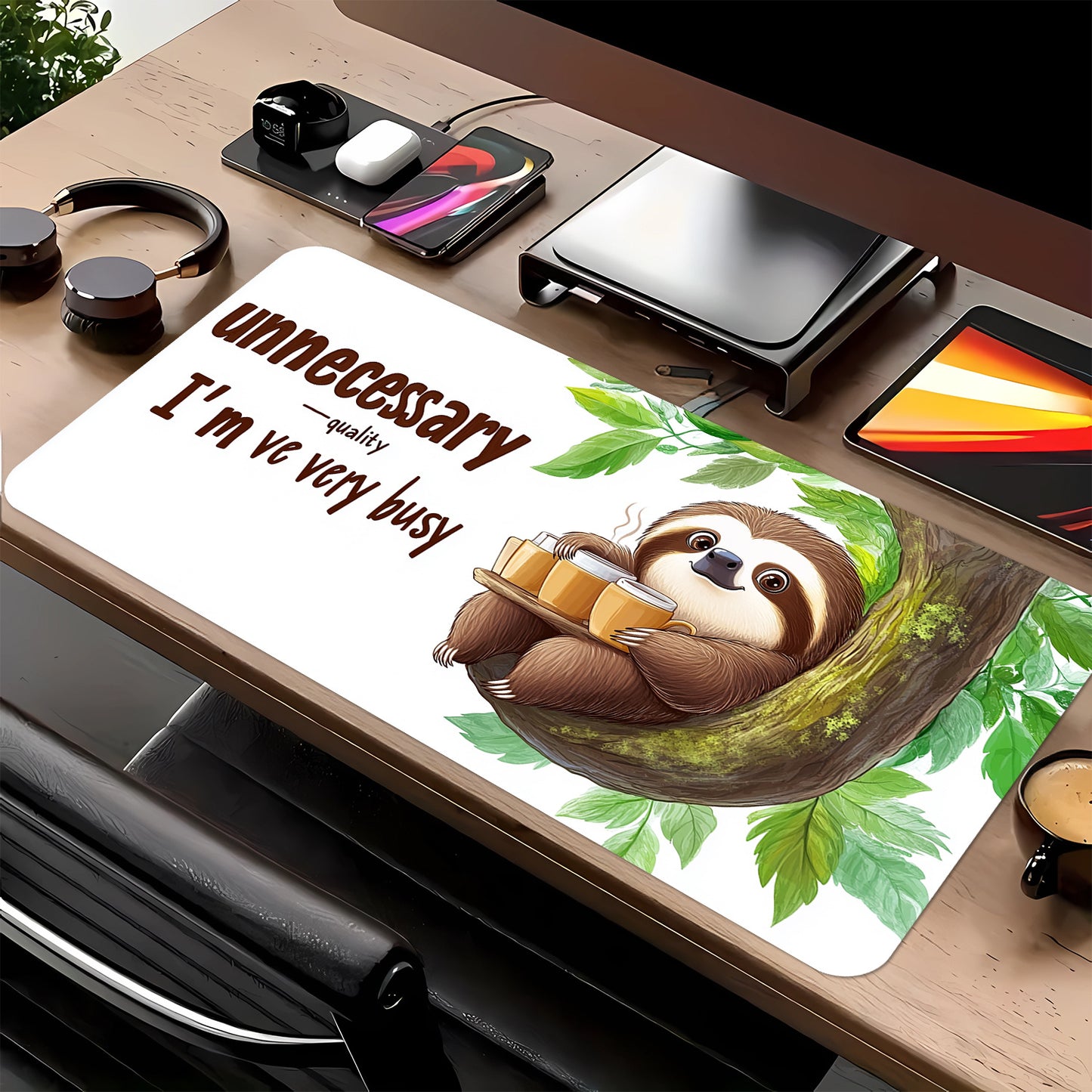 Large Sloth Quote Mouse Pad