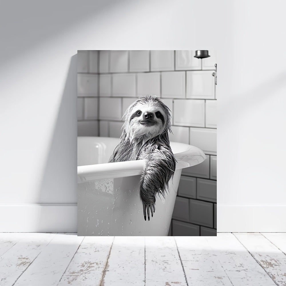 Sloth in Bathtub Canvas Art Picture