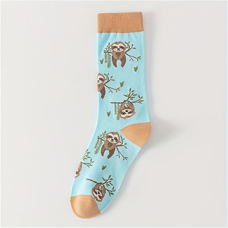 Sloth Print Mid Calf Socks