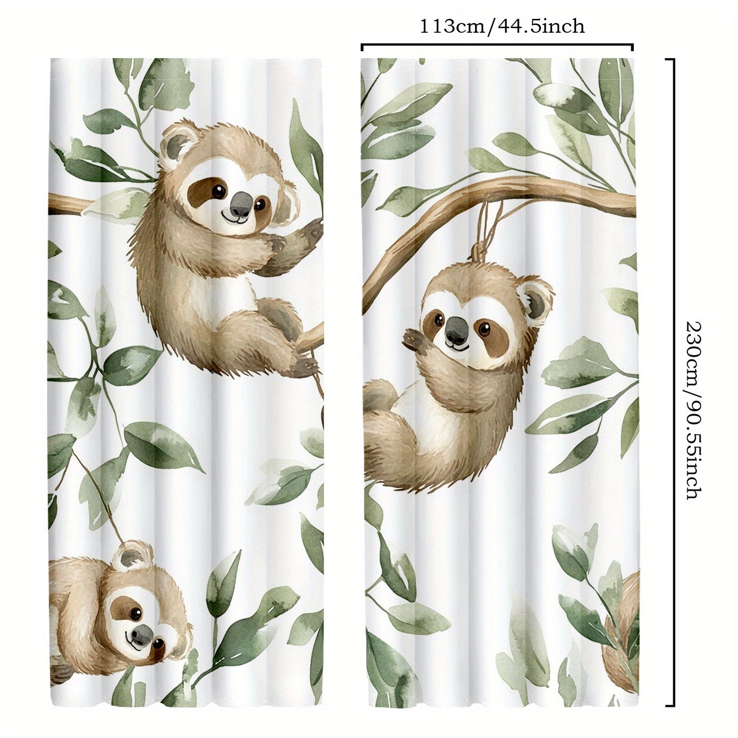 Sloth & Koala Tropical Jungle Print Curtains