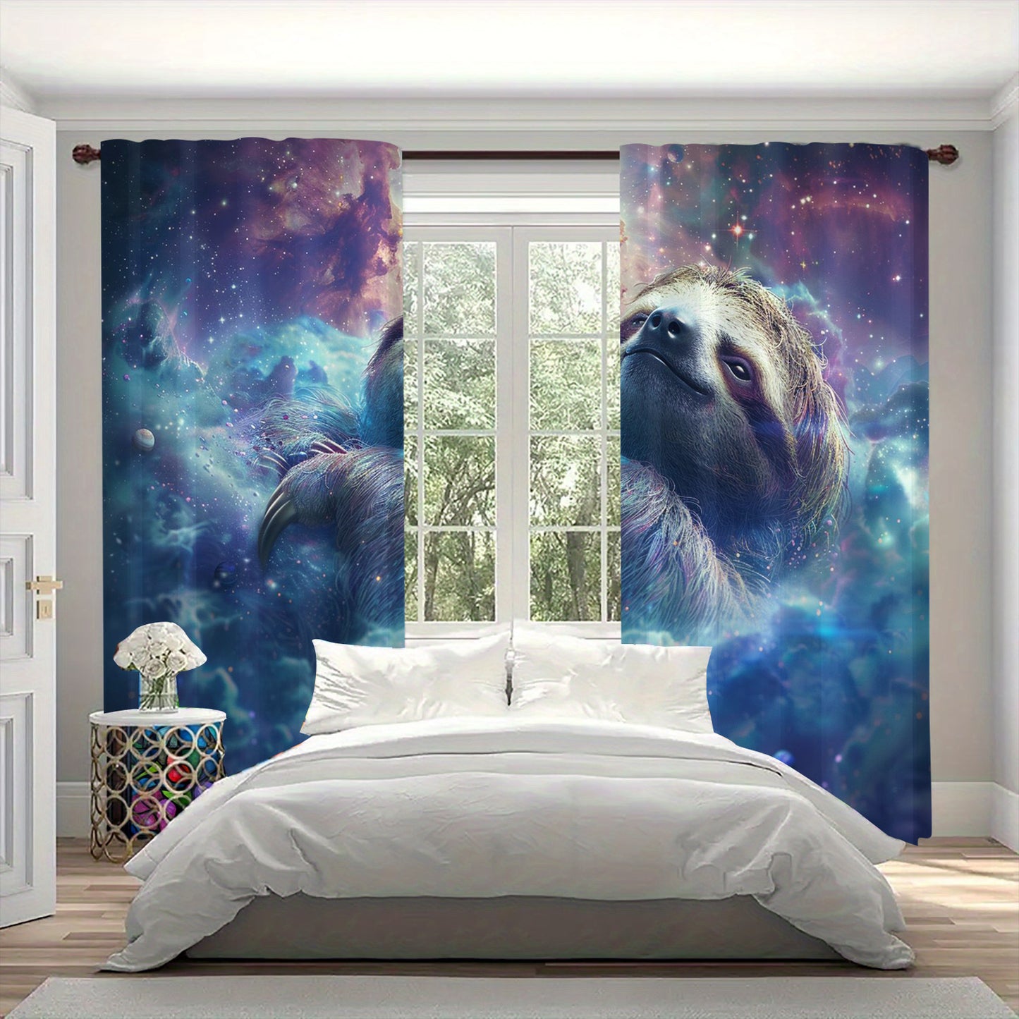 Dreamy Sloth Print Blackout Curtains